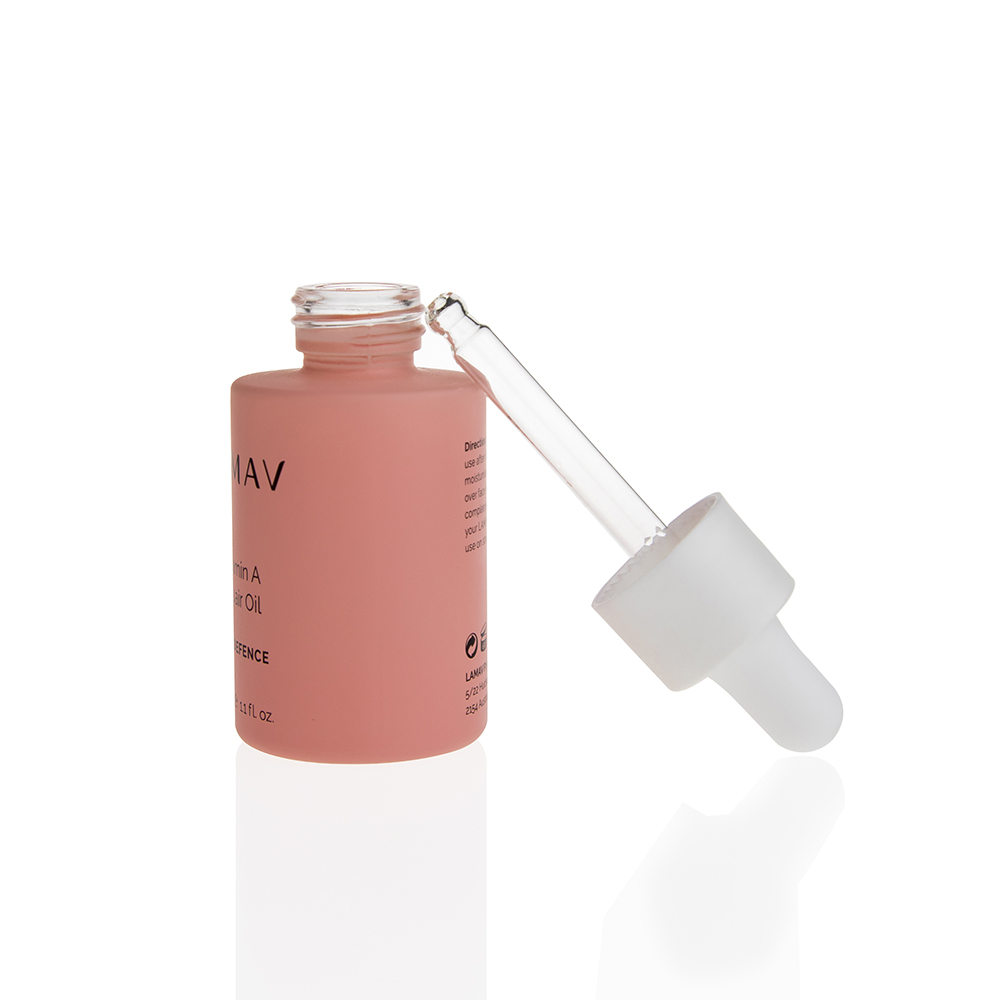 luxury cosmetic 1oz flat shoulder matte pink color glass serum dropper bottle 30ml 40ml 50ml 60ml 80ml 100ml 120ml
