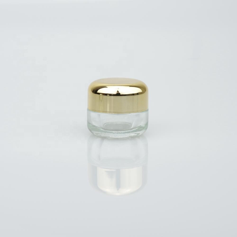 luxury cosmetic 5g 50g 70g clear round glass cosmetic jar for cream with aluminum lid