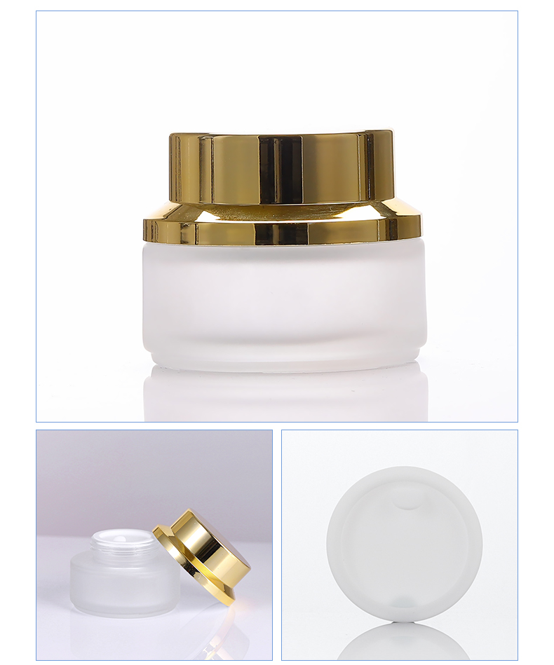 luxury cosmetic glass jar 50ml cream lotion jar cosmetic glass packaging with lid