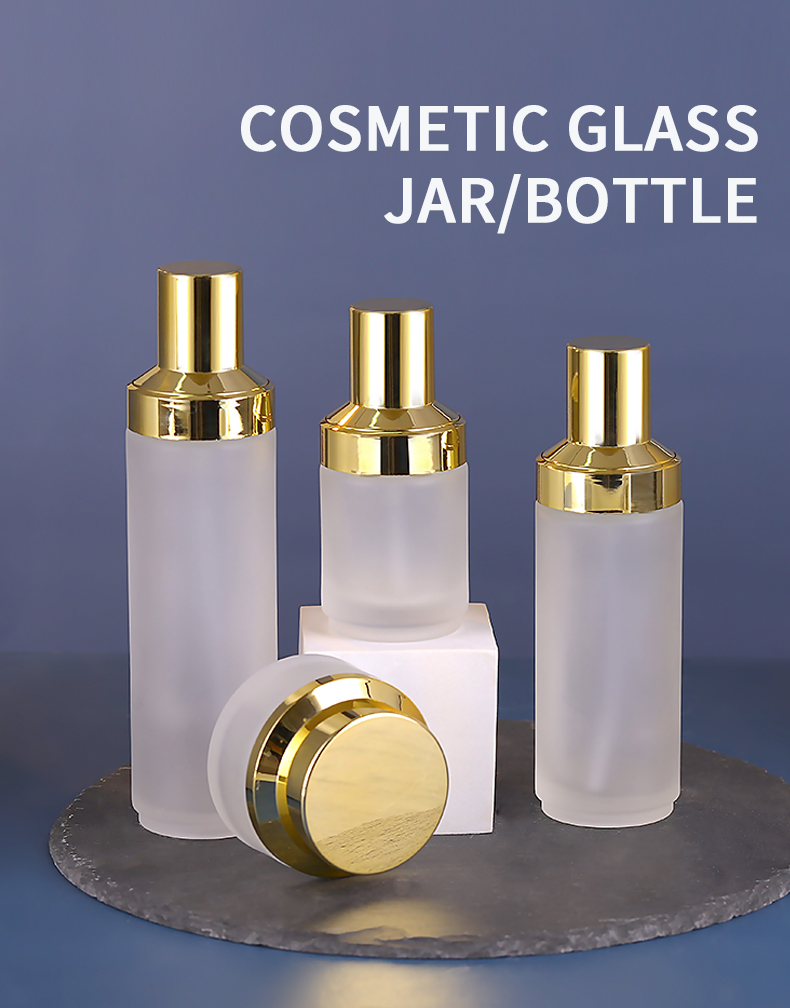 luxury cosmetic glass jar 50ml cream lotion jar cosmetic glass packaging with lid