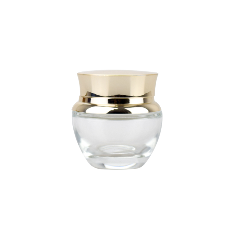 luxury cosmetic jar 15g 30g 50g oval shape clear glass face cream jars with gold lid