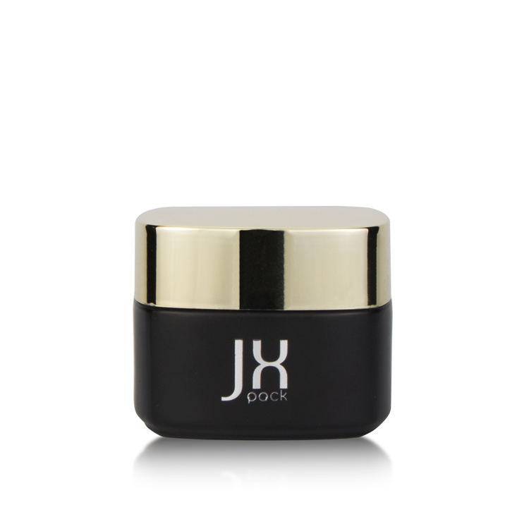 luxury cosmetic jar face cream container 15g 30g 50g squary matte black square glass cosmetic jar black and gold cosmetic bottle