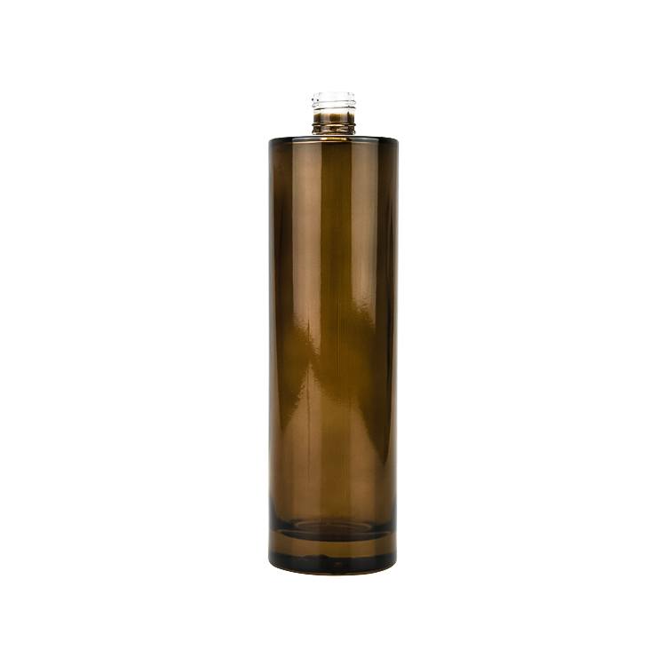 luxury cosmetic oil bottle 100ml cylinder amber glass matte black aluminum mist sprayer toner bottle