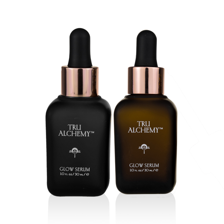 luxury cosmetic oil bottle 10ml 20ml 30ml 50ml 100ml square matte black essential oil glass bottle with rose gold dropper cap