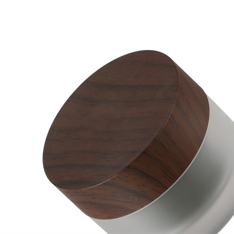 luxury cosmetic package 50g double wall acrylic cosmetic jar with wood lid