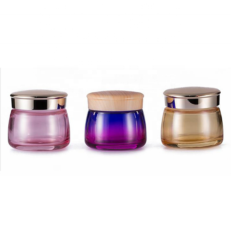 luxury cosmetic packaging 100g 120g glass jars wholesale with bamboo golden silver cap