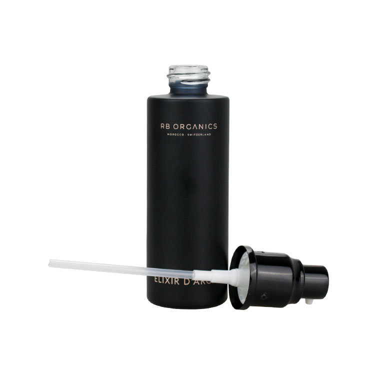 luxury cosmetic packaging 100ml argan oil pump bottle 30ml 40ml 50ml 60ml 80ml 100ml 120ml matte black glass serum pump bottle