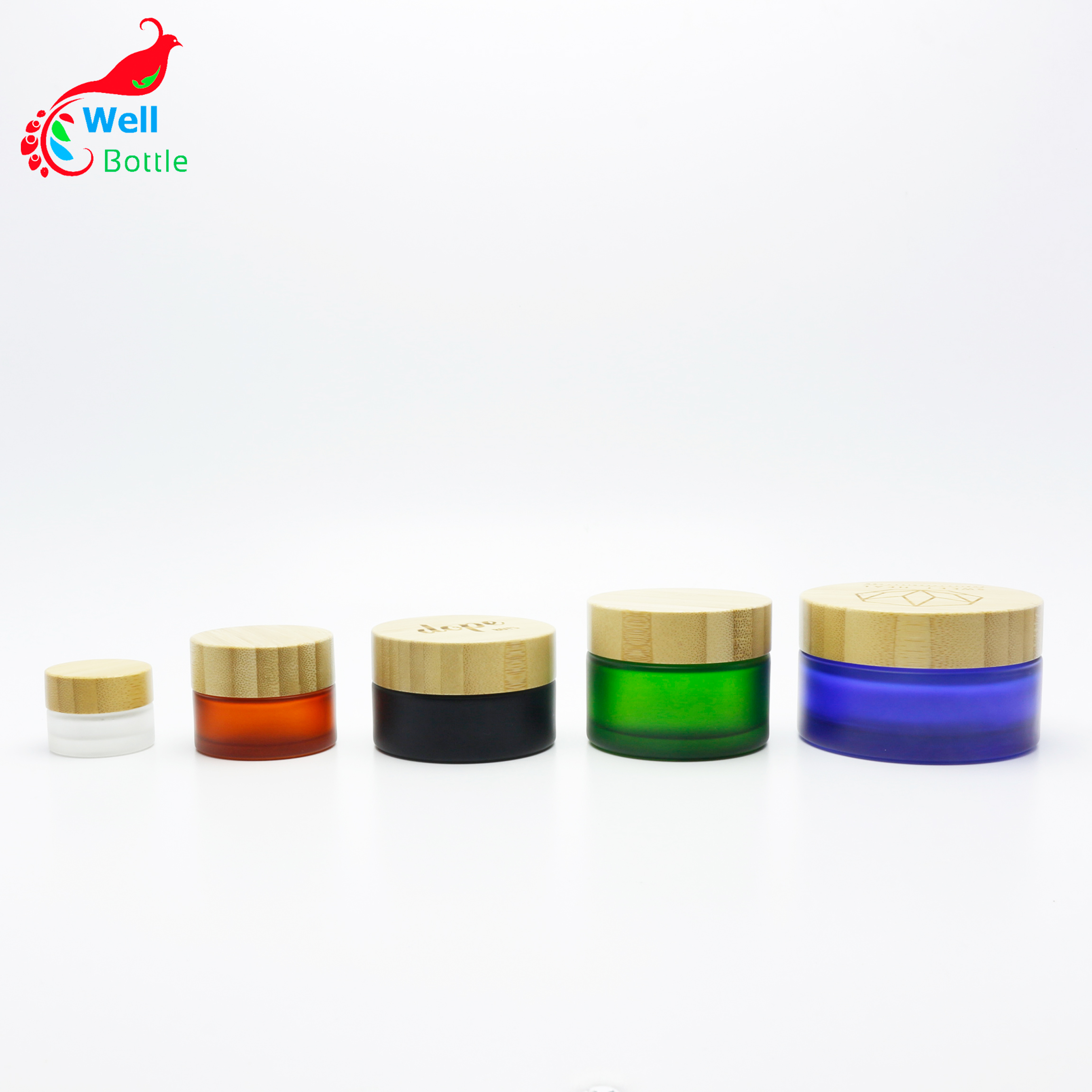 luxury cosmetic packaging 10ml glass jar with bamboo lid for face cream J052E