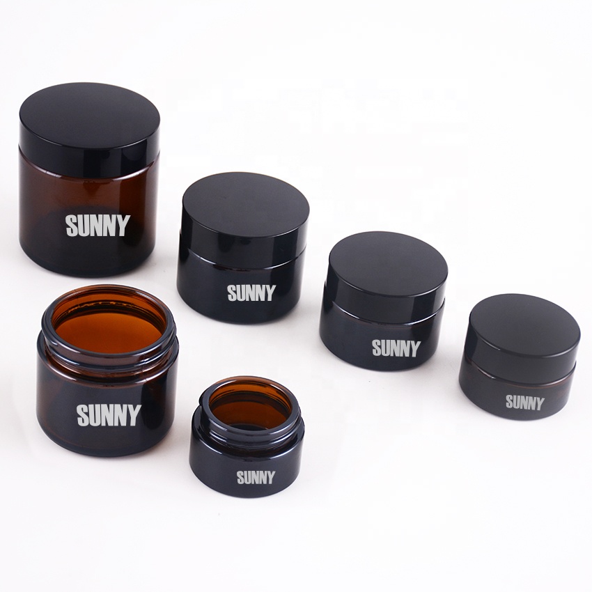 luxury cosmetic packaging 15g 20g 30g 50g 60g 100g amber glass jar with lid for packaging cosmetics