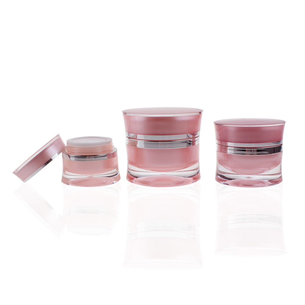 luxury cosmetic packaging 15g 30g 50g gold/pink acrylic jar plastic cream jar