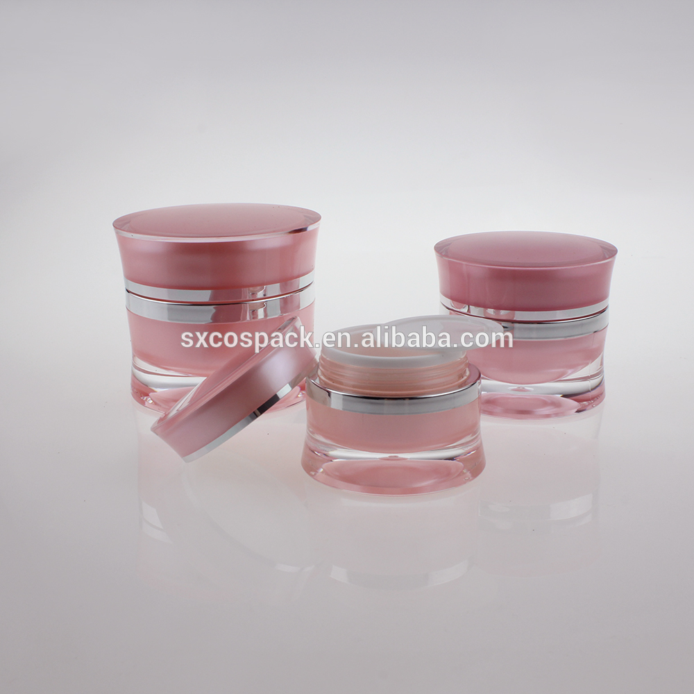 luxury cosmetic packaging 15g 30g 50g gold/pink acrylic jar plastic cream jar
