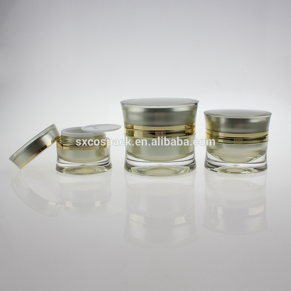 luxury cosmetic packaging 15g 30g 50g gold/pink acrylic jar plastic cream jar