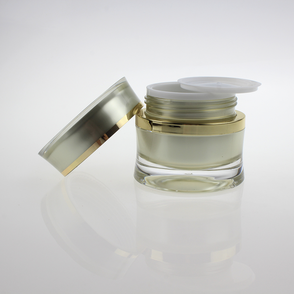 luxury cosmetic packaging 15g 30g 50g gold/pink acrylic jar plastic cream jar
