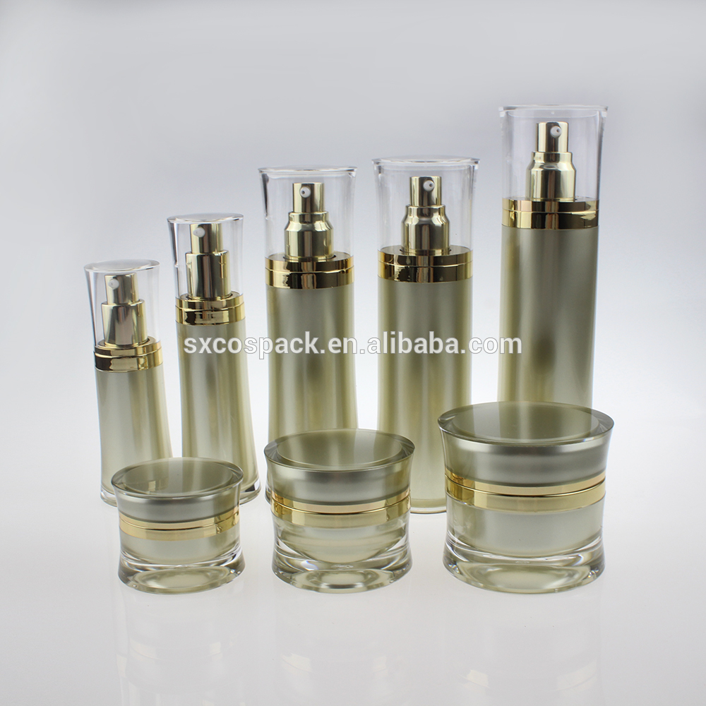 luxury cosmetic packaging 15g 30g 50g gold/pink acrylic jar plastic cream jar