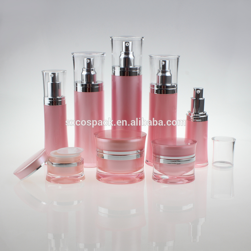 luxury cosmetic packaging 15g 30g 50g gold/pink acrylic jar plastic cream jar