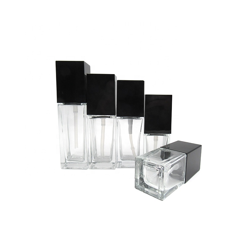 luxury cosmetic packaging 15ml 20ml 30ml 40ml makeup liquid foundation glass square bottle
