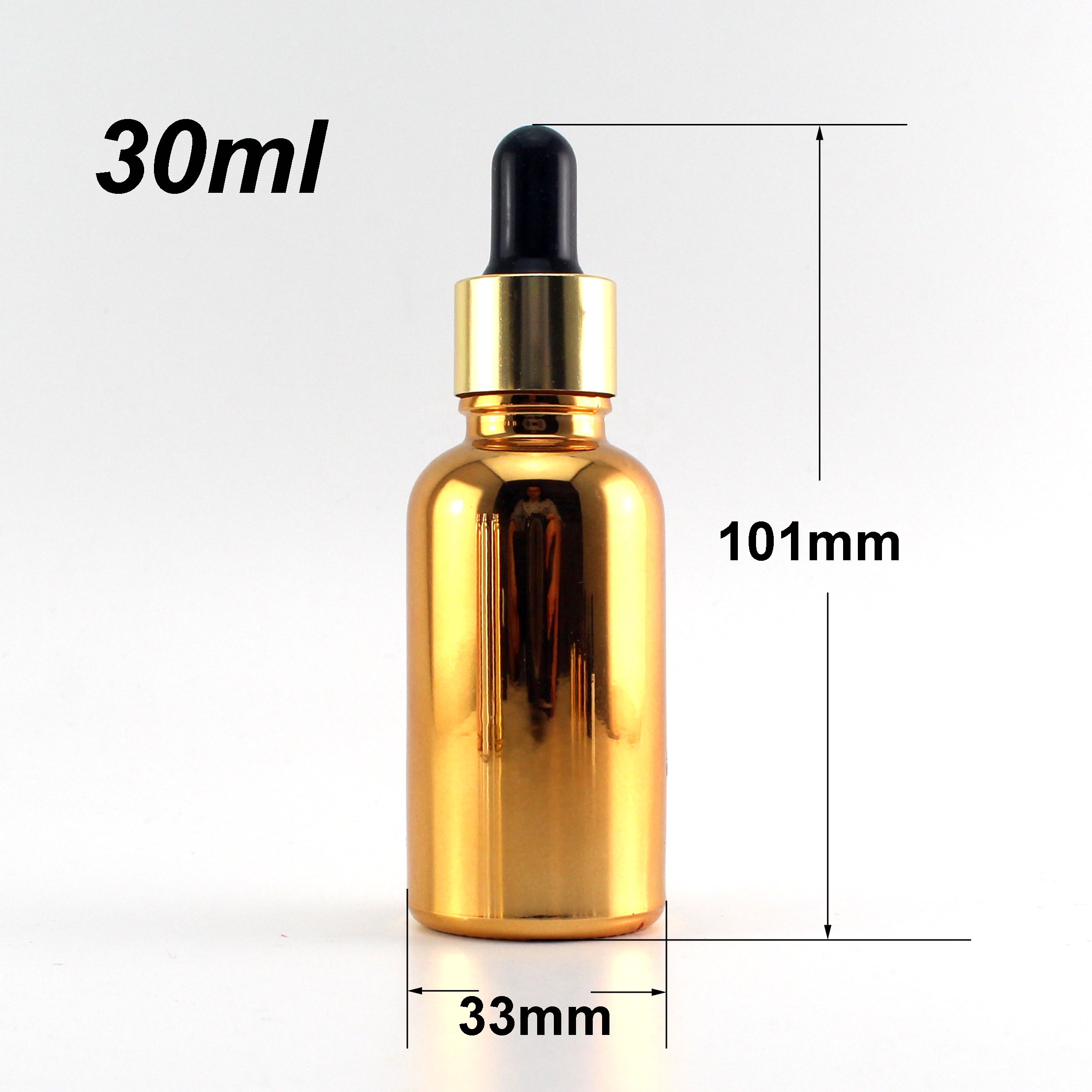 luxury cosmetic packaging 1oz gold serum dropper bottle 30ml rose gold glass bottles with gold dropper