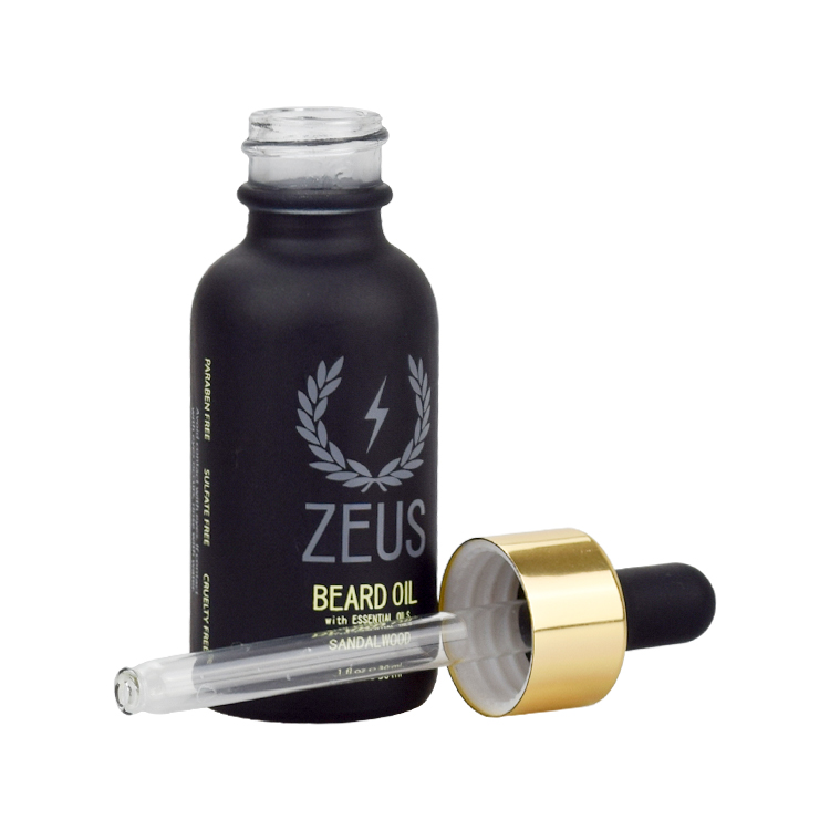 luxury cosmetic packaging 1oz gold serum dropper bottle 5ml 10ml 15ml 30ml 50ml 100ml matt black glass bottles with gold dropper