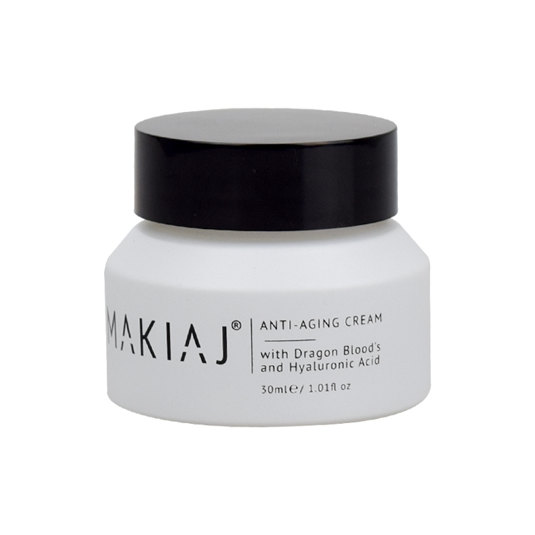 luxury cosmetic packaging 1oz painting matte white cosmetic glass jars with black lid 15g 50g 100g glass body butter jars