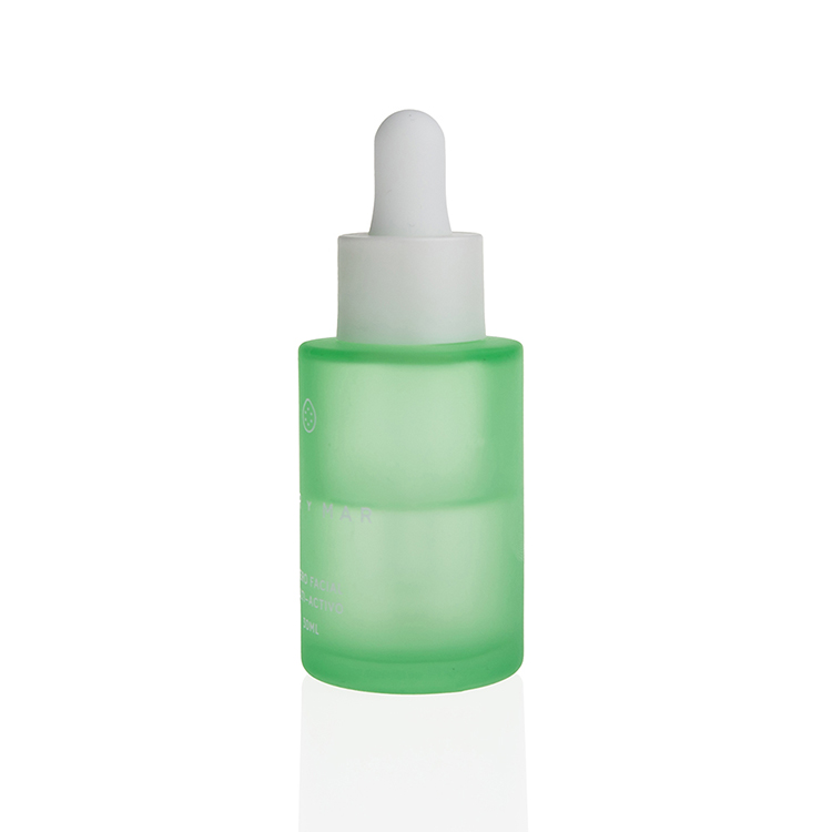 luxury cosmetic packaging 20ml 30ml 40ml 50ml 60ml 100ml 120ml cylinder green yellow pink frosted glass serum dropper bottle