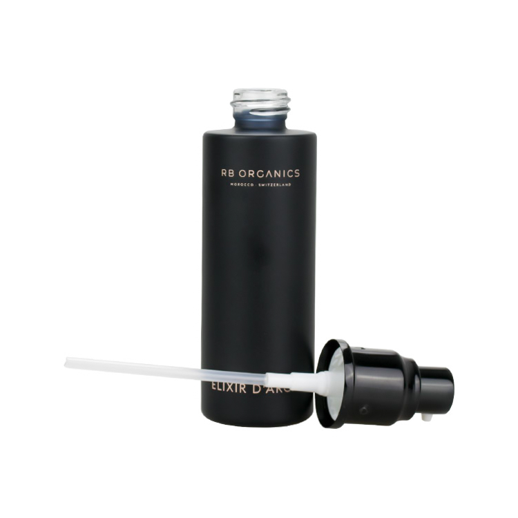 luxury cosmetic packaging 2oz glass pump bottle 30ml 40ml 50ml 60ml 80ml 100ml 120ml matte black glass serum pump bottle