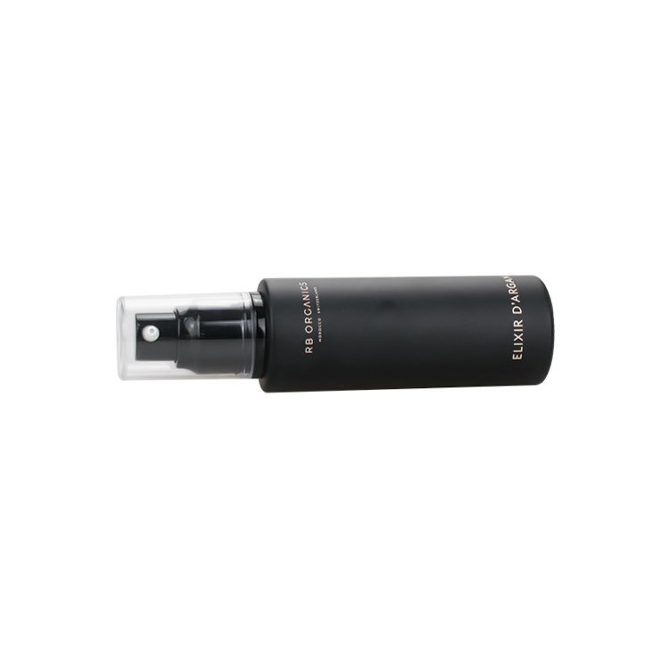 luxury cosmetic packaging 2oz glass pump bottle 30ml 40ml 50ml 60ml 80ml 100ml 120ml matte black glass serum pump bottle