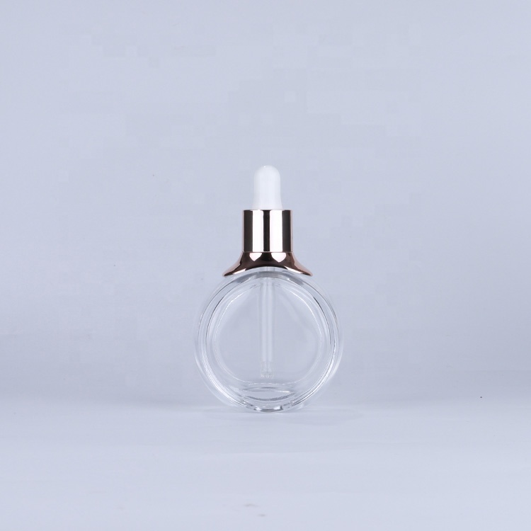 luxury cosmetic packaging 30ml 50ml serum flat glass bottle face serum packaging bottle