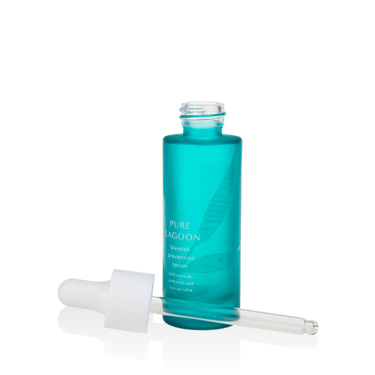 luxury cosmetic packaging 5ml 30ml 50ml face skin care serum blue green red frosted glass bottle with pearl white dropper cap