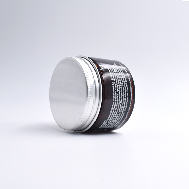 luxury cosmetic packaging amber airtight cream glass jar 15g 20g 30g 50g 100g jar with silver printing logo metal screw lid