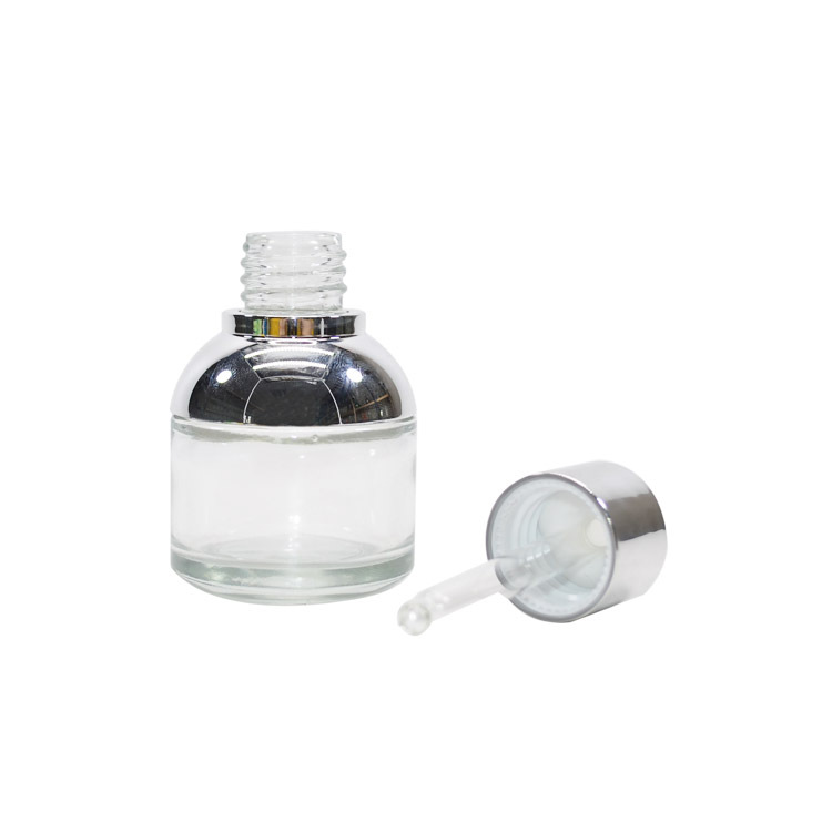 luxury cosmetic packaging and glass bottle 30ml frosted clear glass dropper bottle