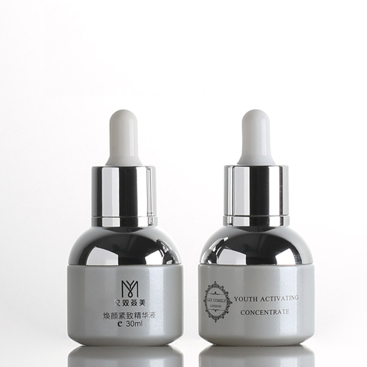 luxury cosmetic packaging and glass bottle 30ml frosted clear glass dropper bottle