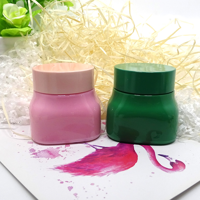 luxury cosmetic packaging container custom colorful face cream 50g 50ml square glass jar with colored lid