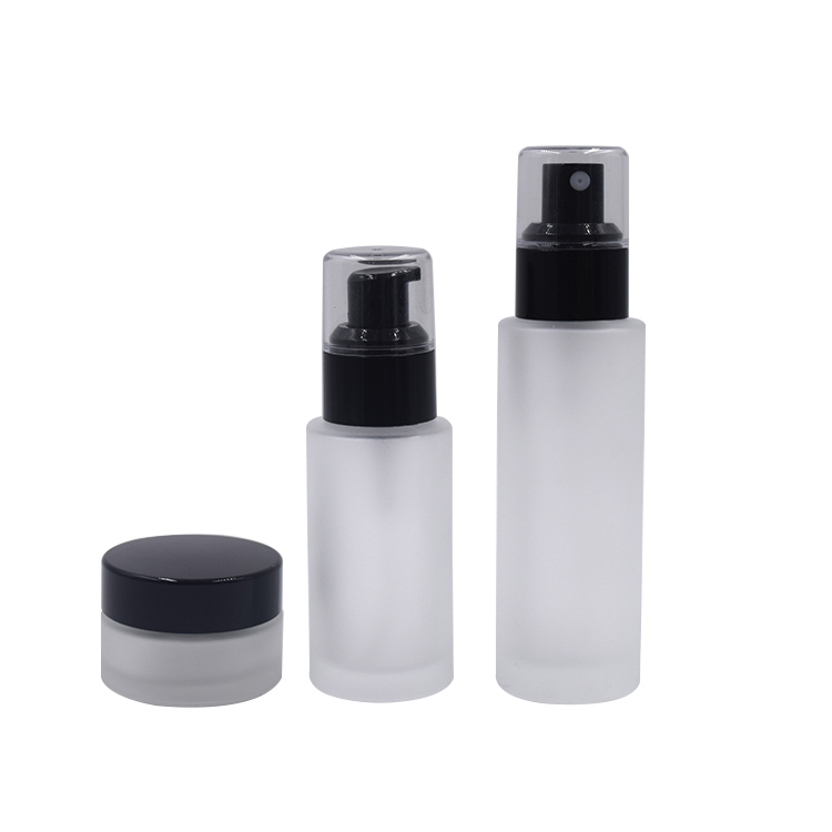 luxury cosmetic packaging custom logo 10ml 20ml 30ml 50ml 100ml frosted serum glass face cream skincare set
