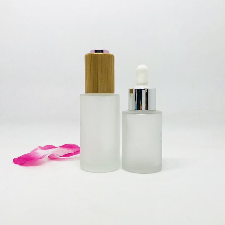 luxury cosmetic packaging frosted blue and pink 30 ml serum glass bottle