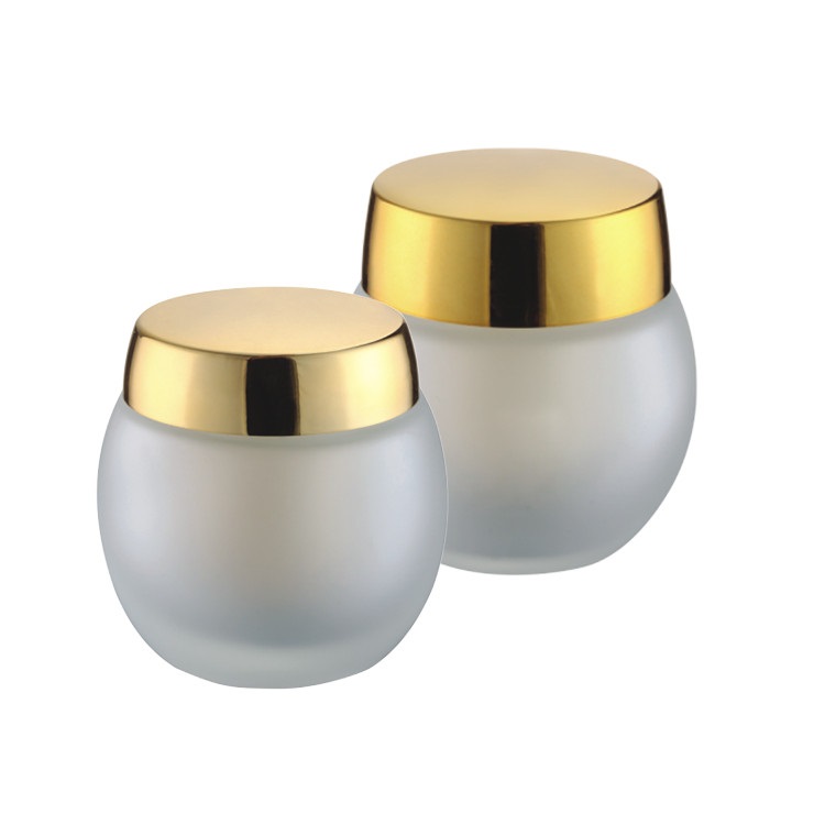 luxury cosmetic packaging light yellow gradient double wall glass jar 1oz 30ml 50ml empty glass jar for cream salves use