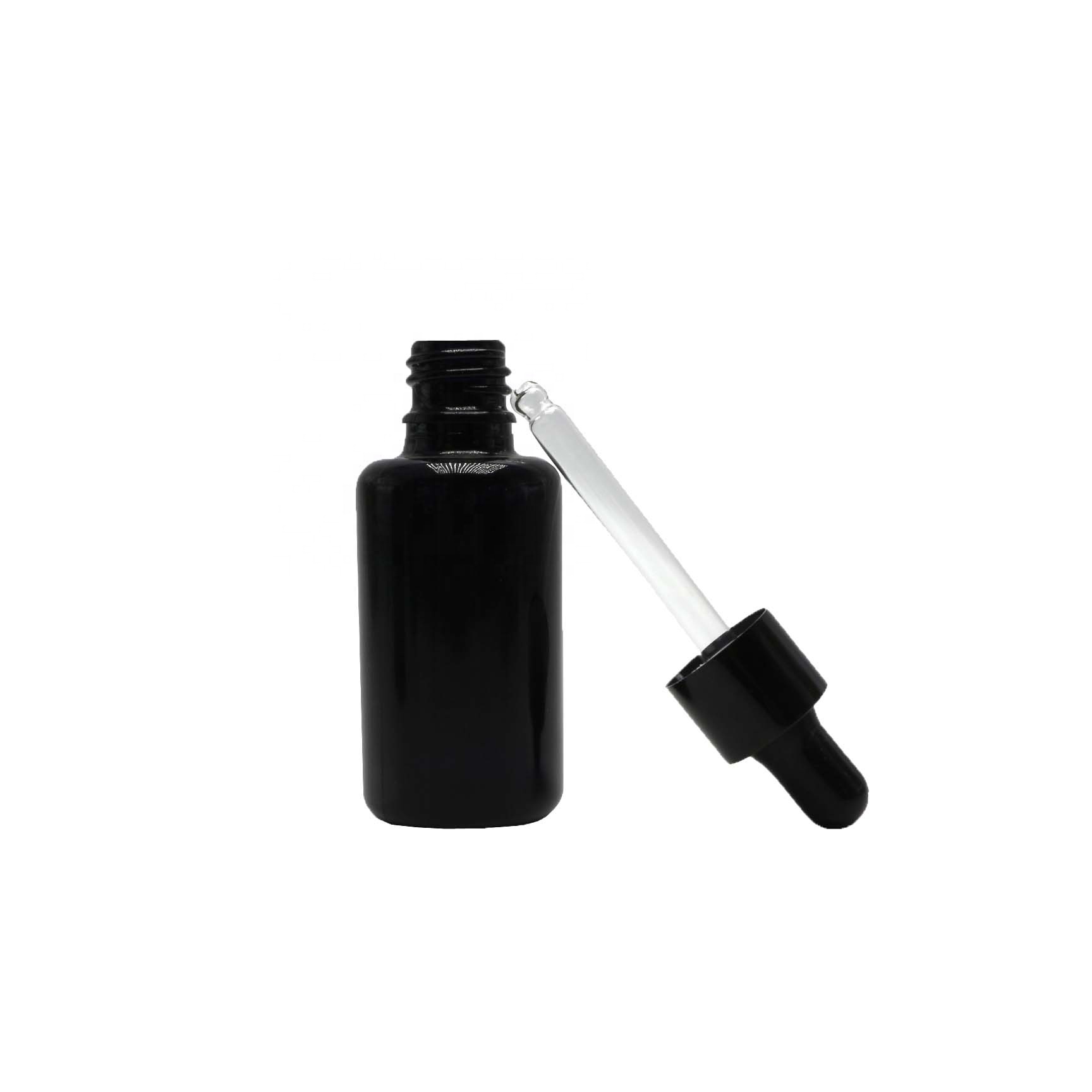 luxury cosmetic packaging uv black glass bottle with dropper VJ-CC250