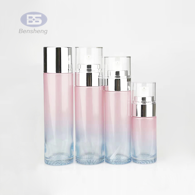 luxury cosmetic packaging white eco airless refillable skincare 50ml press pump jar glass bottles