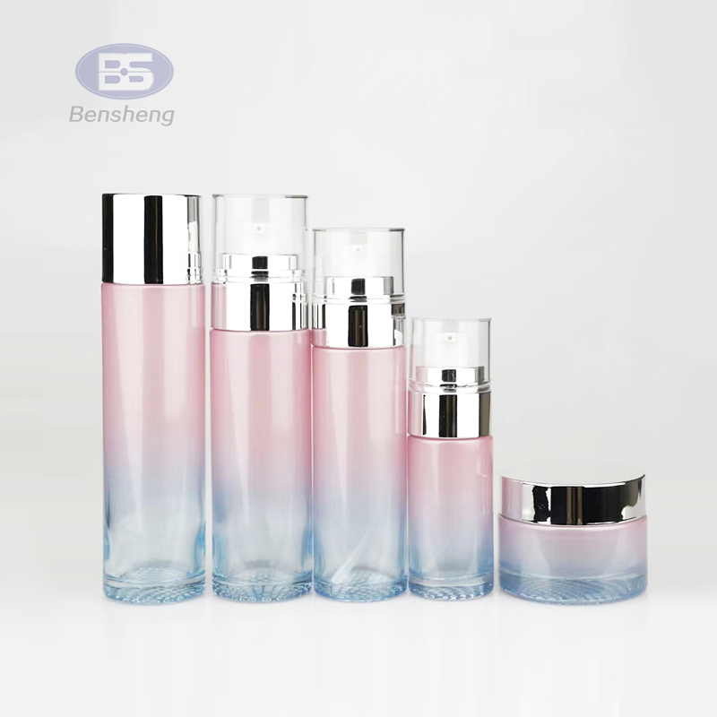 luxury cosmetic packaging white eco airless refillable skincare 50ml press pump jar glass bottles