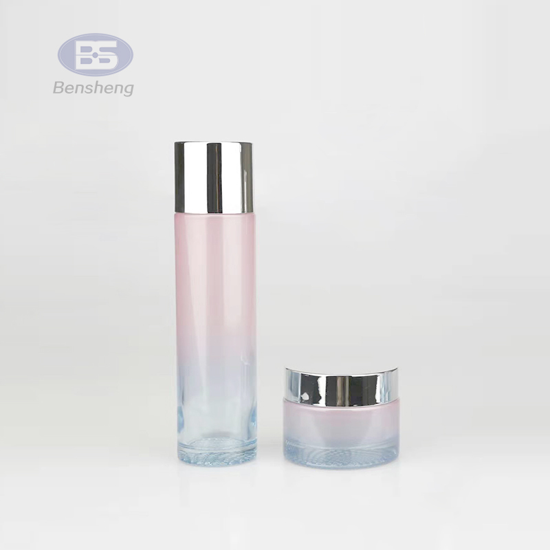 luxury cosmetic packaging white eco airless refillable skincare 50ml press pump jar glass bottles
