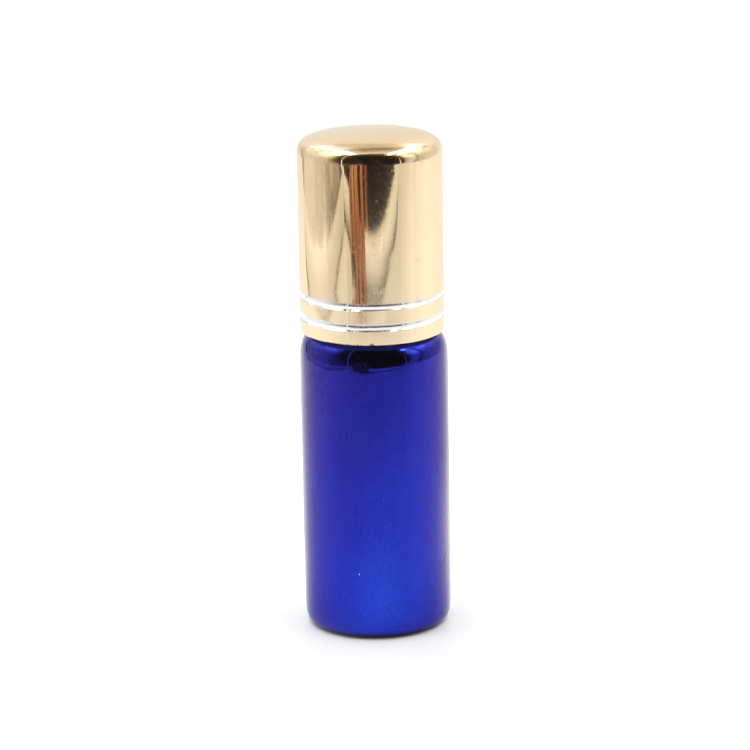 luxury cosmetic roll on bottles blue glass tube essential oil bottles metal cap