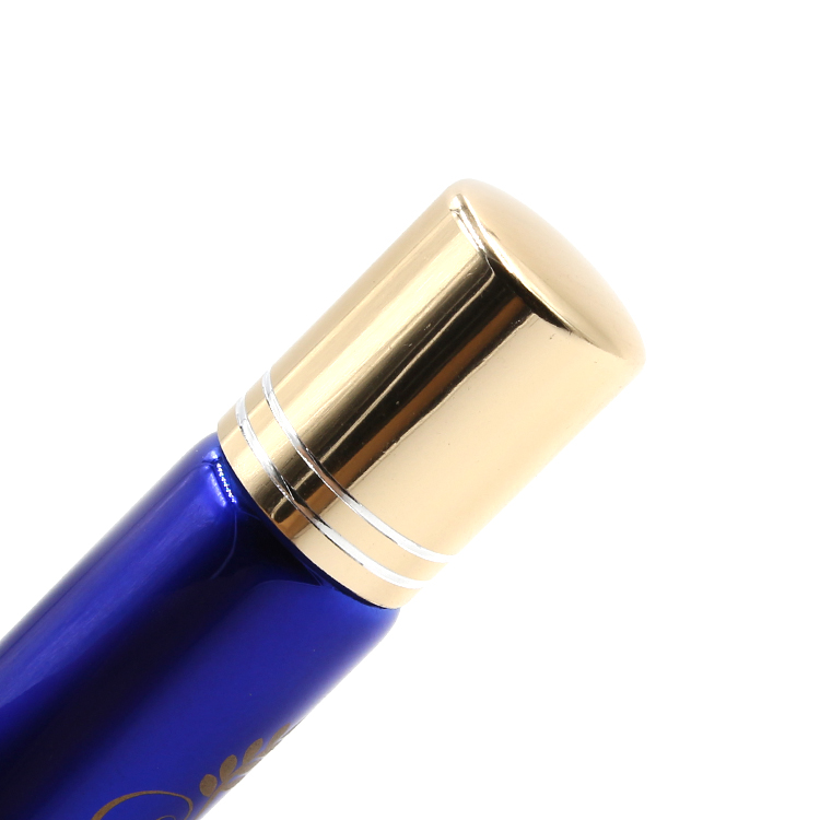 luxury cosmetic roll on bottles blue glass tube essential oil bottles metal cap