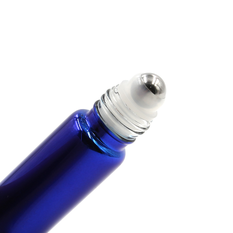 luxury cosmetic roll on bottles blue glass tube essential oil bottles metal cap