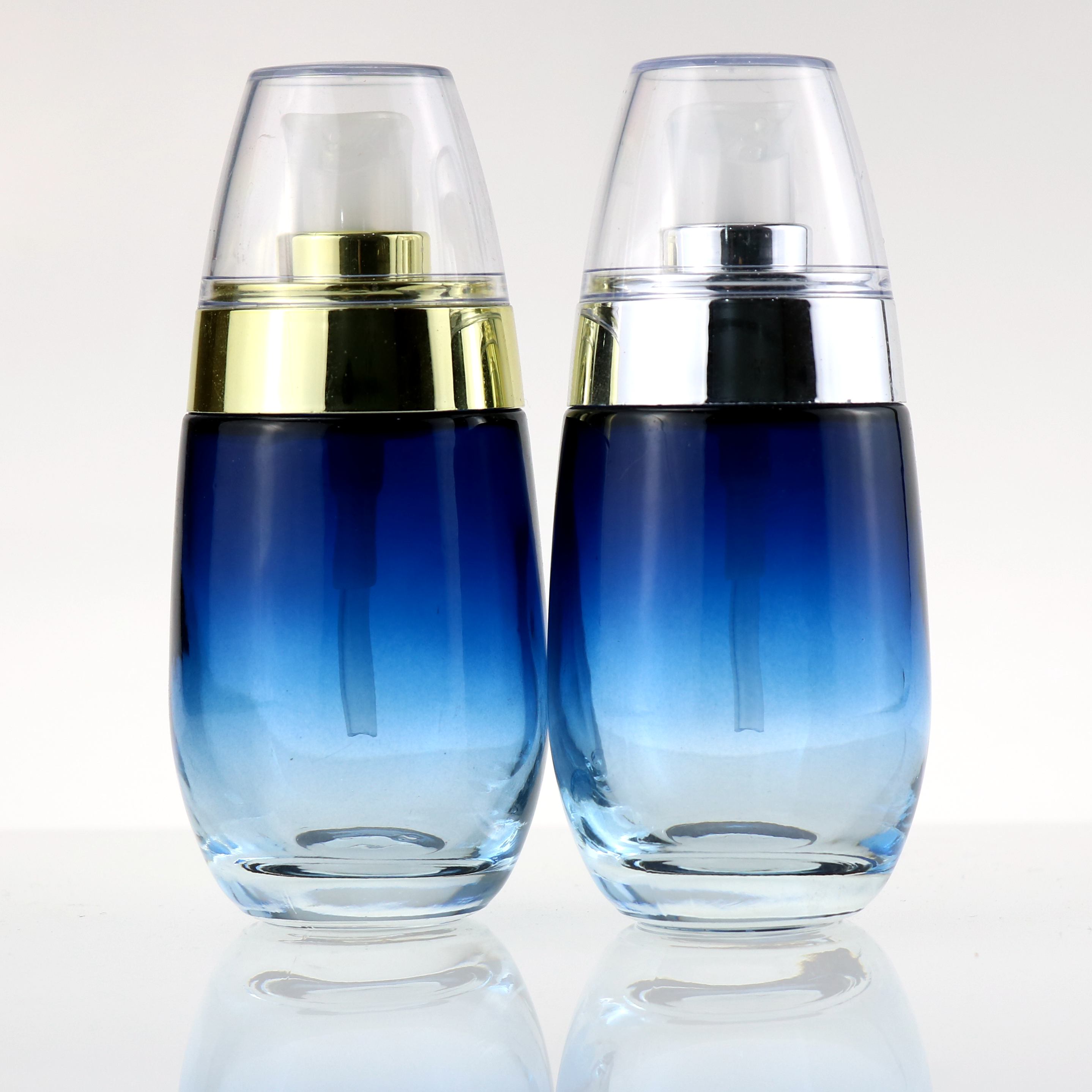 luxury cosmetic skincare packaging frosted flat shoulder glass bottle 30m 50ml 100ml 150ml silver airles pump body lotion bottle
