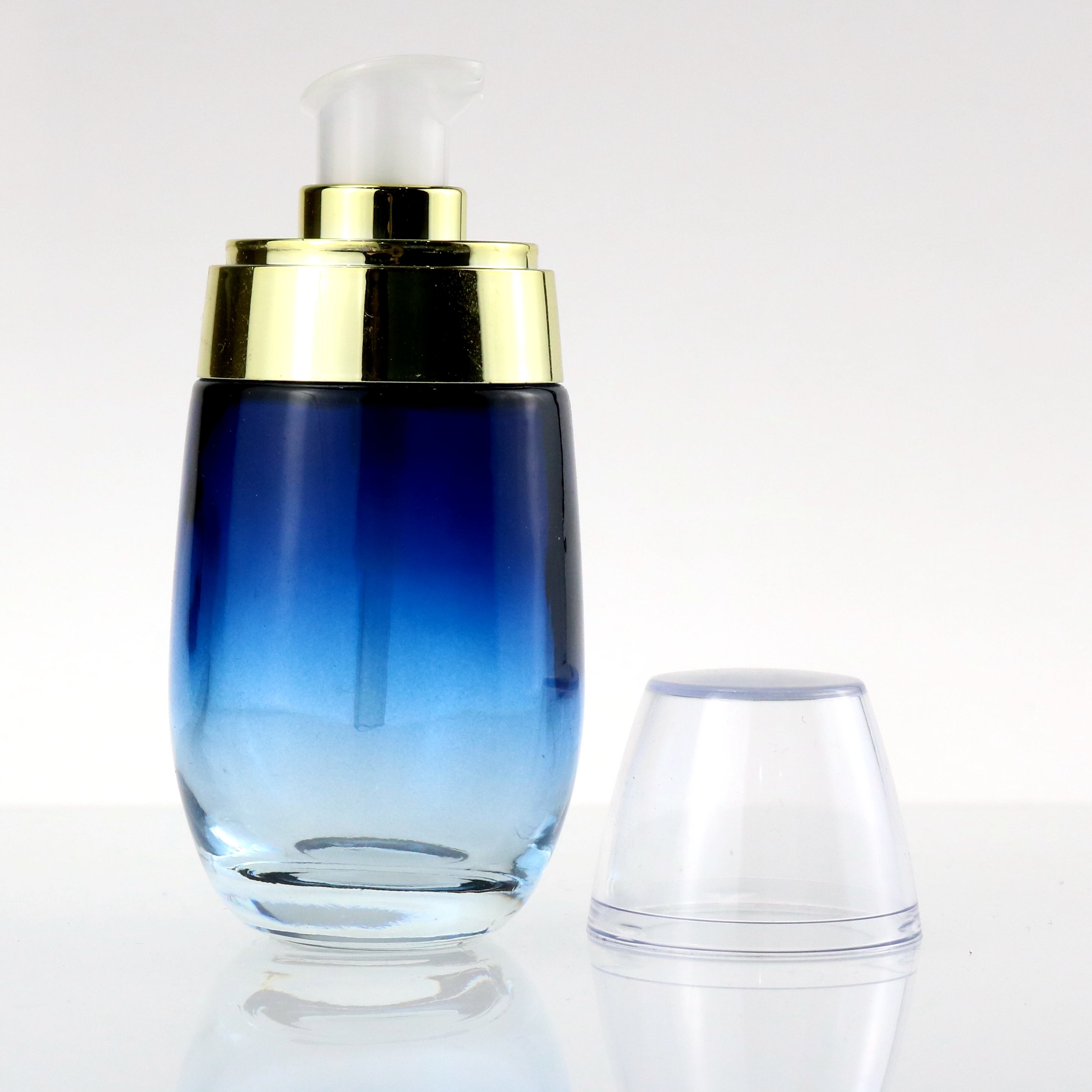luxury cosmetic skincare packaging frosted flat shoulder glass bottle 30m 50ml 100ml 150ml silver airles pump body lotion bottle