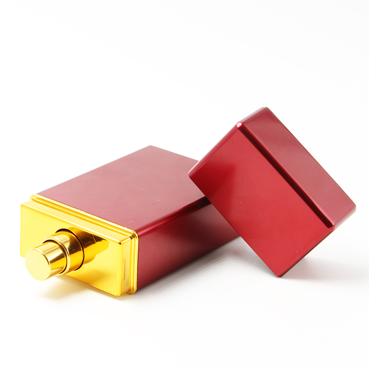 luxury cosmetic square red empty perfume atomizer bottle aluminum cap 30ml