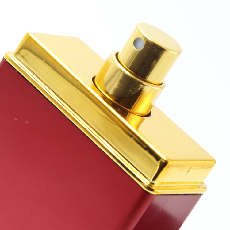 luxury cosmetic square red empty perfume atomizer bottle aluminum cap 30ml