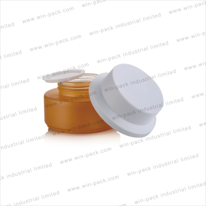 luxury cosmetics empty clear glass body cream jar with gold cap 50g