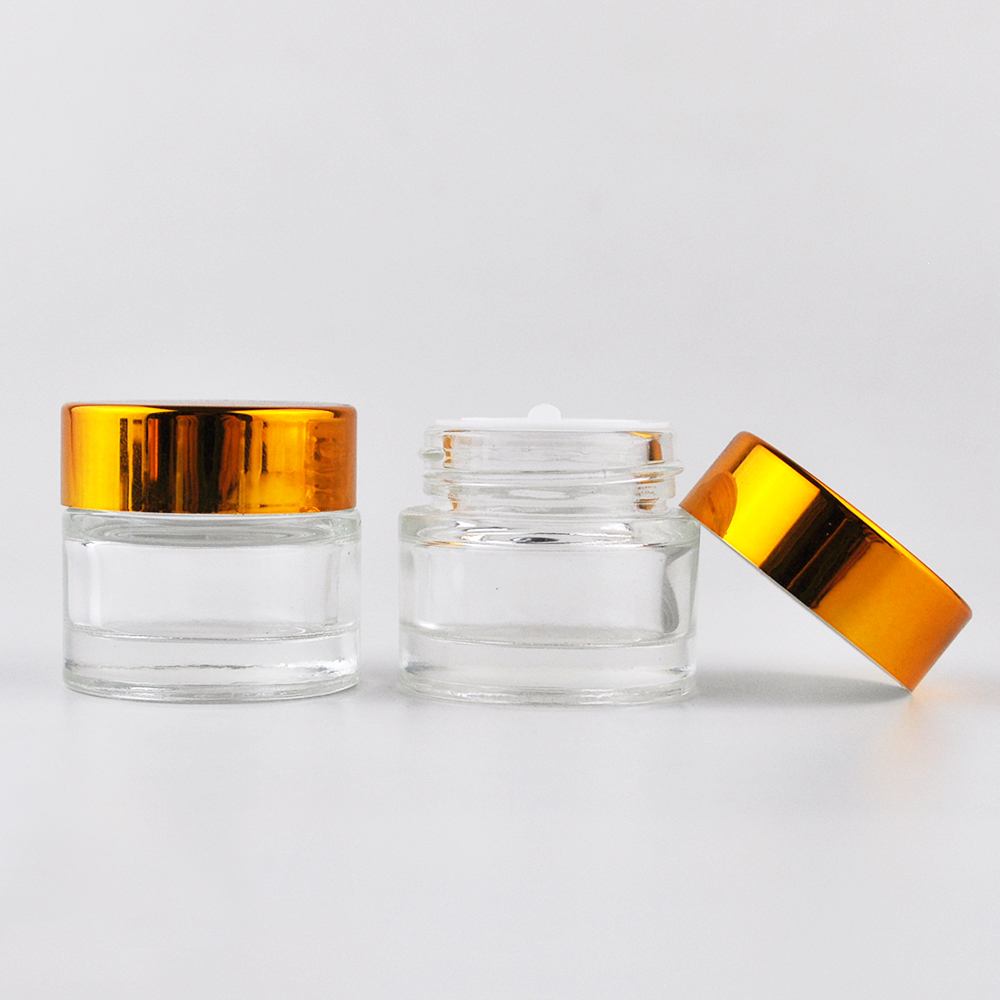 luxury cream cosmetics packaging lip balm jar cosmetics containers 10g clear glass jar with plastic cap