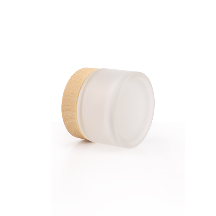 luxury cream jar 5g 15g 30g 50g 100g frosted cosmetic jars glass jars with wooden caps engraving bamboo lid