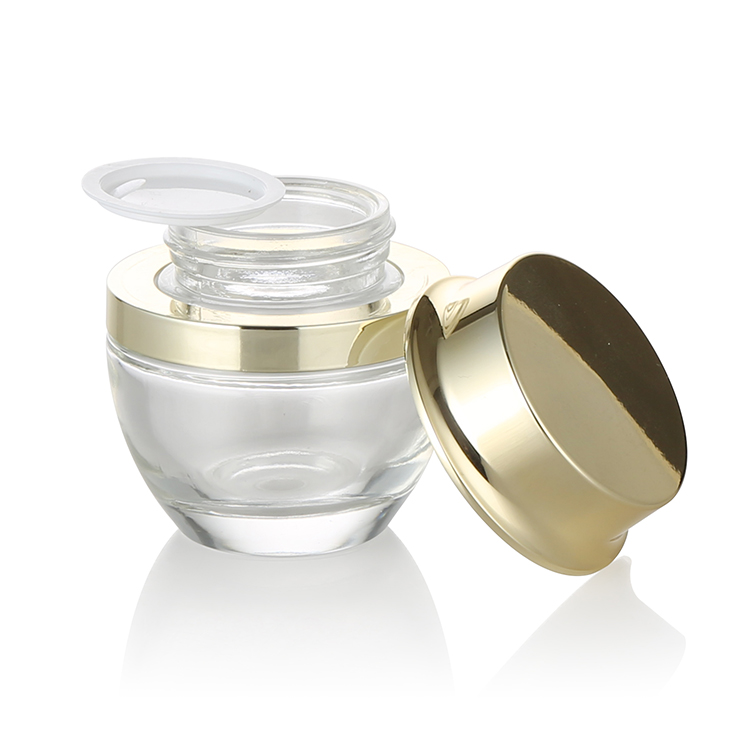 luxury cream jar clear glass face cream jars 30g 50g luxurious glass jar with gold lid